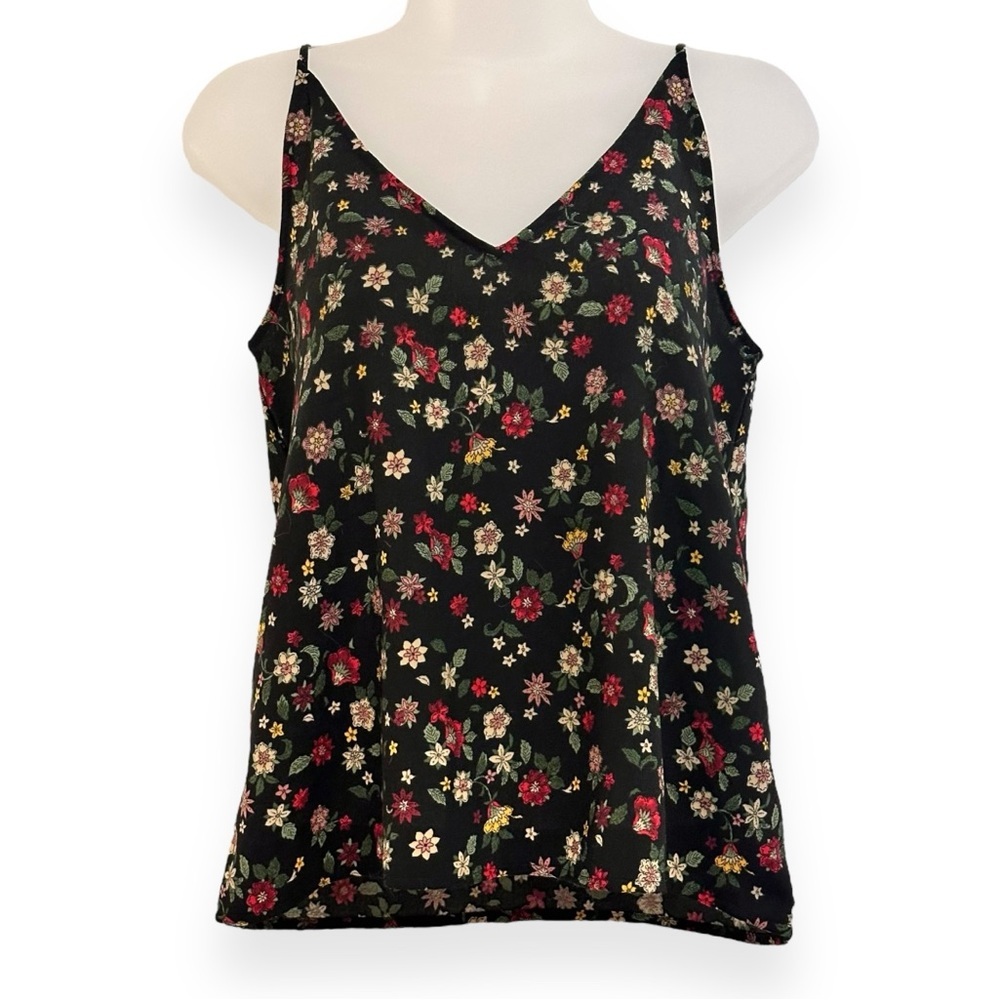 XS Abercrombie & Fitch Black Floral Tank Top